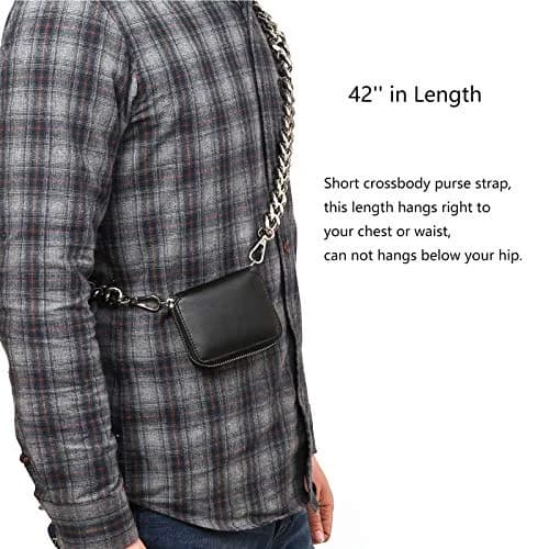 Yichain 42'' (106.7 cm) Metal Cross-Body Chain Strap Replacement for Mini Wallets, Waist Packs, Chest Bags (Silver, Small) thumbnail 7