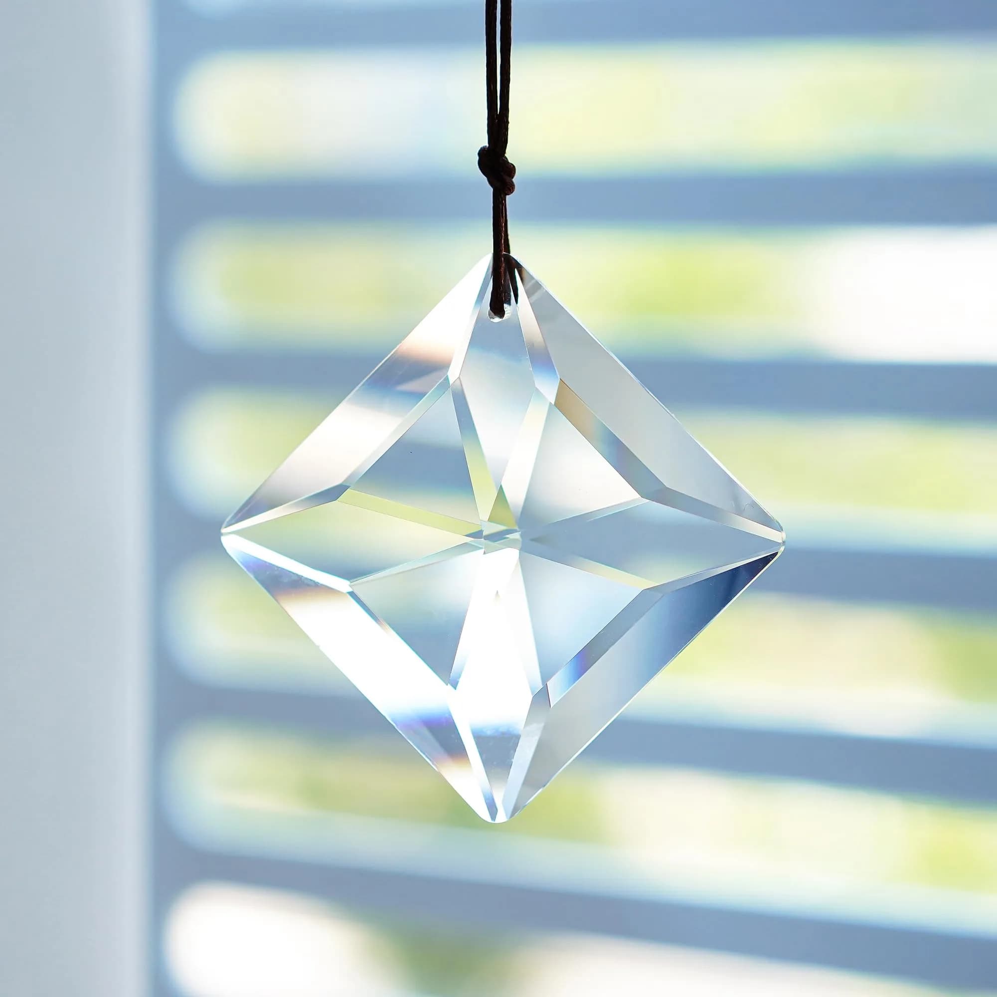 YU FENG Clear Square Crystal Prism Suncatcher 50mm (2 inch) | Rainbow Maker for Windows & Gardens