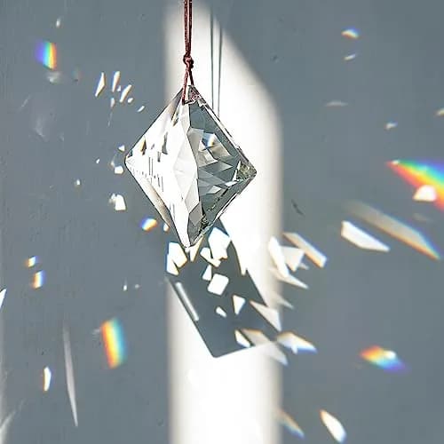 YU FENG Clear Square Crystal Prism Suncatcher 50mm (2 inch) | Rainbow Maker for Windows & Gardens thumbnail 3
