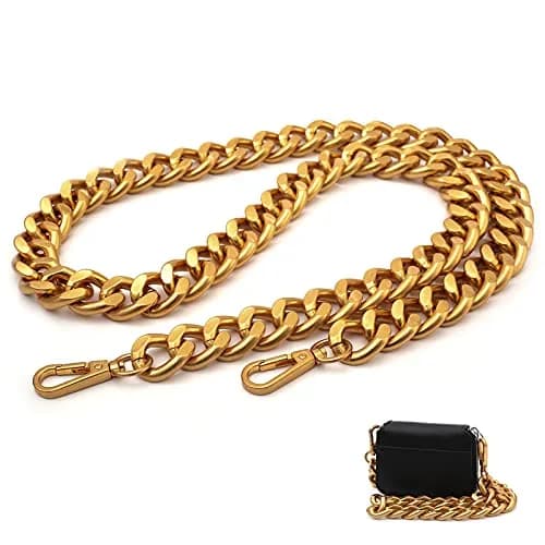 Yichain Big Metal Cross-Body Chain Strap Replacement for Mini Wallets & Bags, 42'' (Small, Antique Gold) | Polished Aluminum, Rust-Proof, Lobster Clasp thumbnail 1