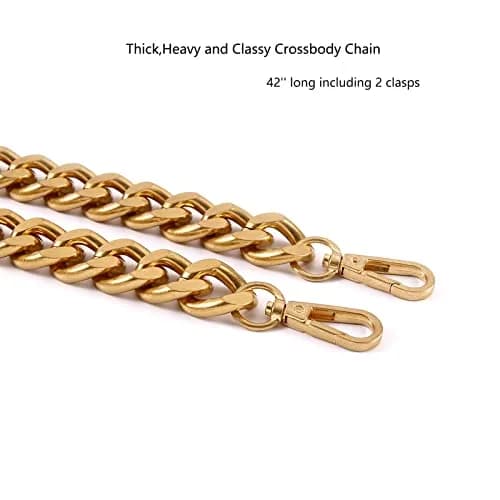 Yichain Large 42 inch (106.68 cm) Metal Cross-Body Chain Strap | Antique Gold, Heavy Duty Aluminum thumbnail 3