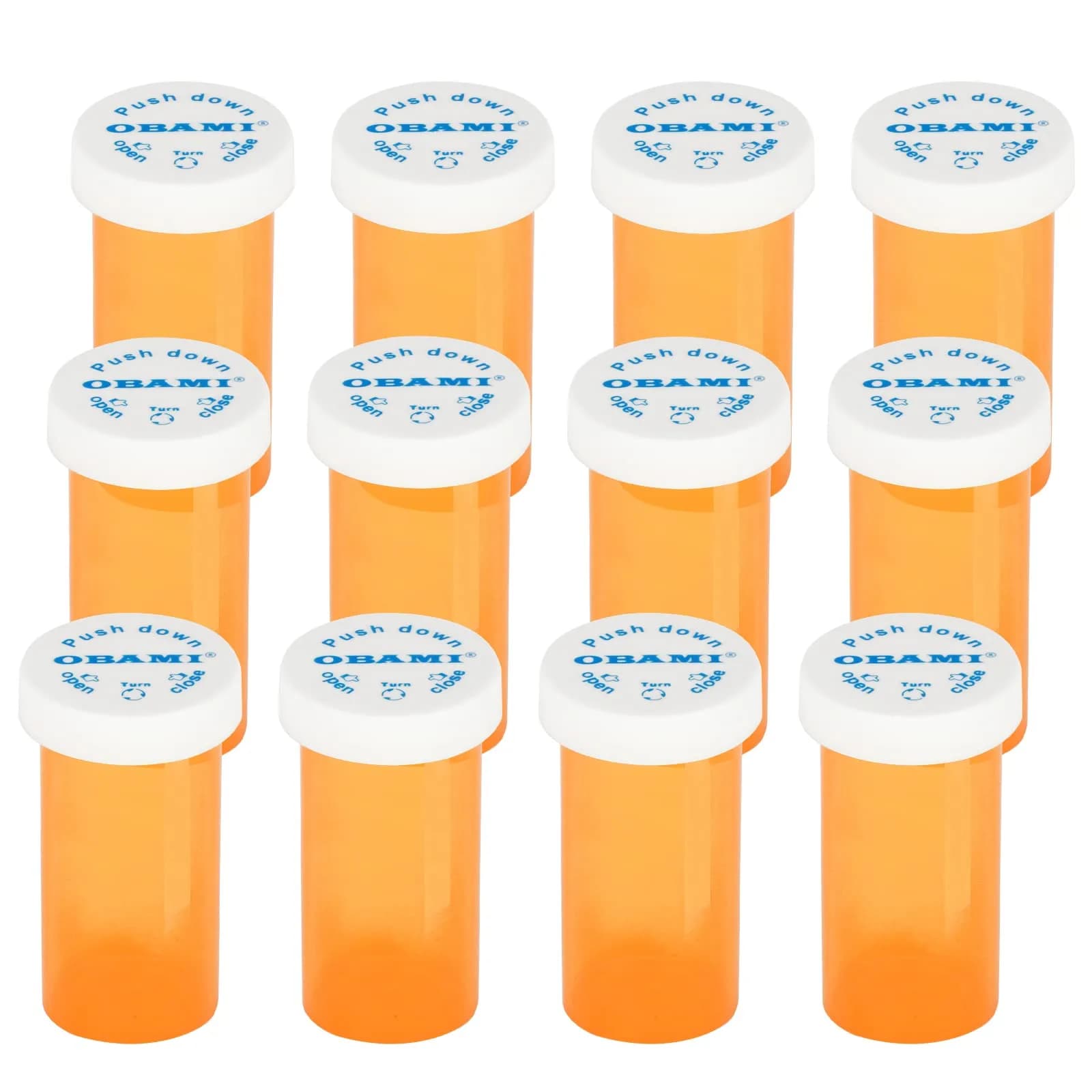 Obami 8 Dram (32ml) Child-Resistant Pill Bottles with Caps - 12 Count | FDA Approved Prescription Vials — 8 Dram