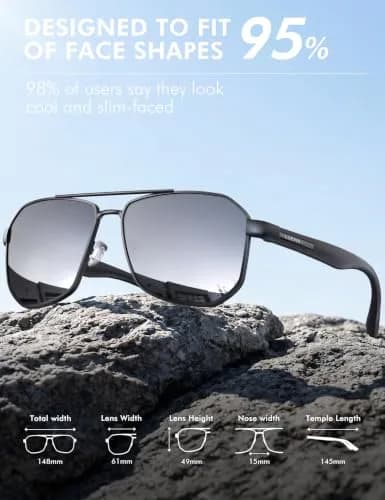 Luenx Aviator Polarized Sunglasses for Men: Square UV400 Driving | High-Protection, Stylish Design thumbnail 5