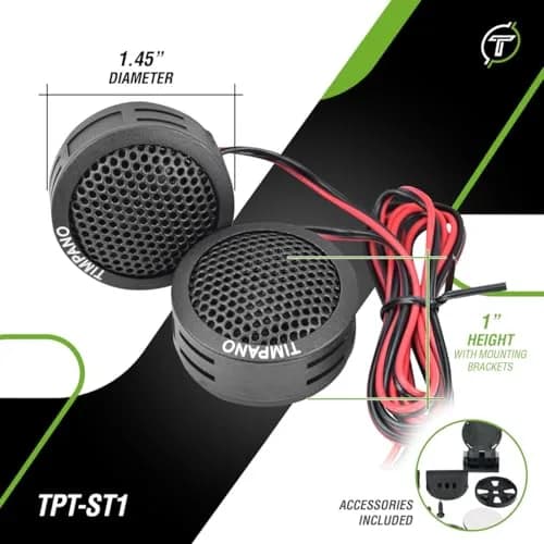 Timpano TPT-ST1 Dome Tweeter 1.5 Inch | 180W 4 Ohm Car Audio Tweeters, Bright & Clear Sound thumbnail 4