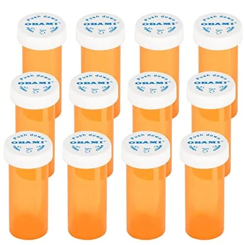 Obami 6 Dram (24ml) Orange Child-Resistant Pill Bottles with Caps - 12 Count | Prescription Medicine Vial Organizers thumbnail 1