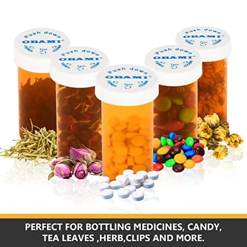 Obami 6 Dram (24ml) Orange Child-Resistant Pill Bottles with Caps - 12 Count | Prescription Medicine Vial Organizers thumbnail 2