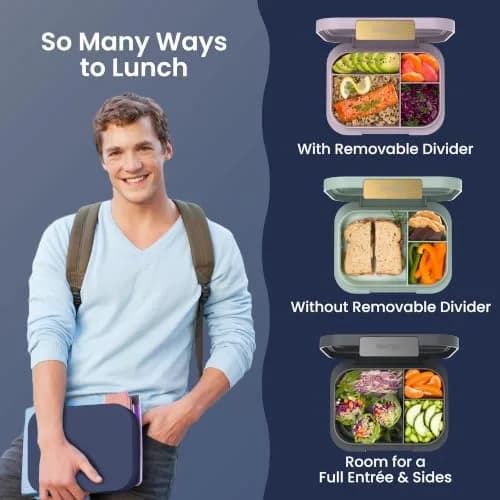 Bentgo Modern Adult Bento Lunch Box with 3-4 Compartments, 1.59 L (5.5 Cups) | Leak-Resistant, Microwave-Safe, Navy thumbnail 4