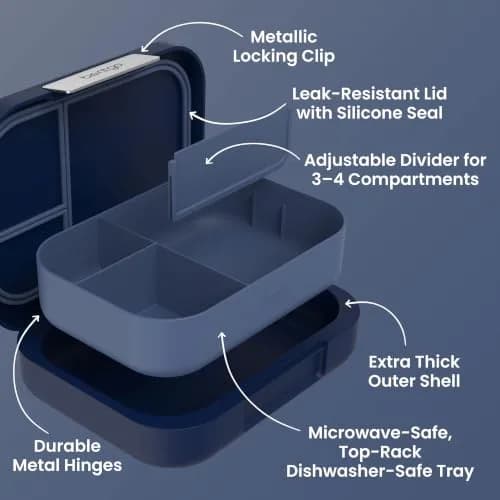 Bentgo Modern Adult Bento Lunch Box with 3-4 Compartments, 1.59 L (5.5 Cups) | Leak-Resistant, Microwave-Safe, Navy thumbnail 5