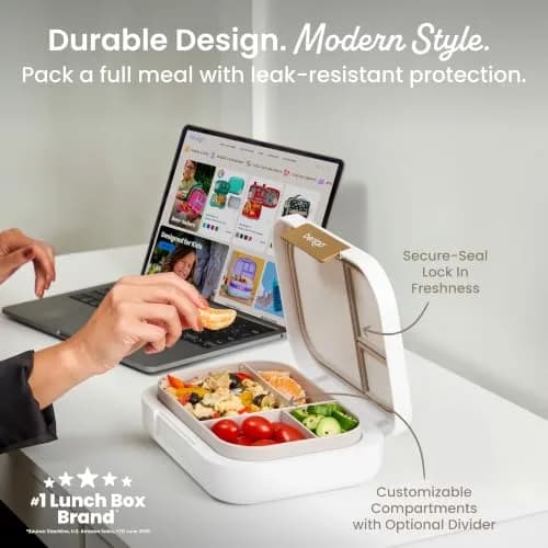 Bentgo Modern Adult Bento Lunch Box with 3-4 Compartments, 1.3L (5.5 Cups) | Leak-Resistant, Microwave-Safe, Dishwasher-Safe Tray thumbnail 2