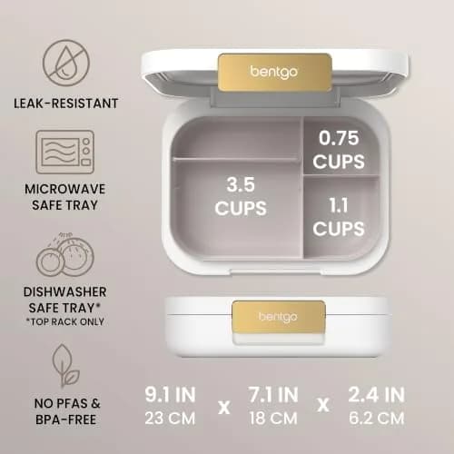 Bentgo Modern Adult Bento Lunch Box with 3-4 Compartments, 1.3L (5.5 Cups) | Leak-Resistant, Microwave-Safe, Dishwasher-Safe Tray thumbnail 3