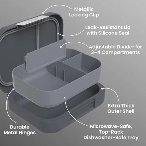 Bentgo Modern Adult Bento Lunch Box with 3-4 Compartments, 1.6 lb (0.73 kg) | Leak-Resistant, Microwave-Safe Tray thumbnail 5