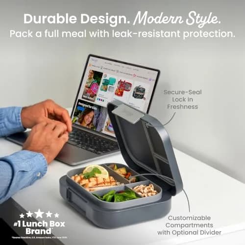 Bentgo Modern Adult Bento Lunch Box with 3-4 Compartments, 1.6 lb (0.73 kg) | Leak-Resistant, Microwave-Safe Tray thumbnail 2