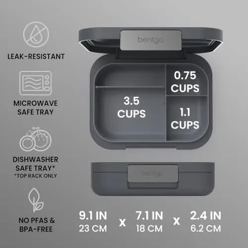 Bentgo Modern Adult Bento Lunch Box with 3-4 Compartments, 1.6 lb (0.73 kg) | Leak-Resistant, Microwave-Safe Tray thumbnail 3