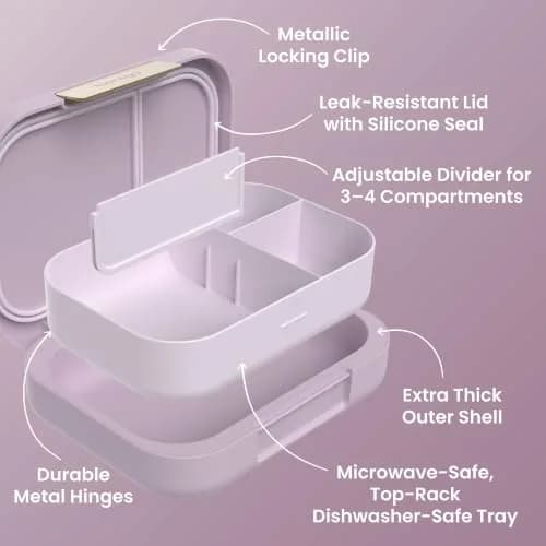 Bentgo Modern Adult Bento Lunch Box with 3-4 Compartments, 1.6 kg (3.5 lb) | Leak-Resistant, Microwave-Safe, Orchid thumbnail 6