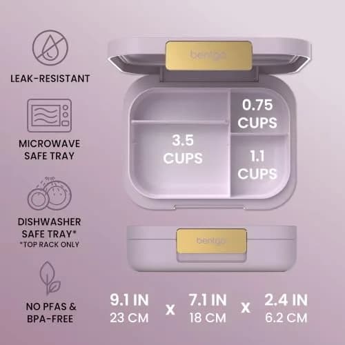Bentgo Modern Adult Bento Lunch Box with 3-4 Compartments, 1.6 kg (3.5 lb) | Leak-Resistant, Microwave-Safe, Orchid thumbnail 3