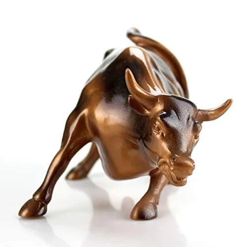 Torkia Official Licensed Wall Street Bull Statue 15.24 cm (6 inches) | Bronze Finish Sculpture for Desk & Shelf thumbnail 2
