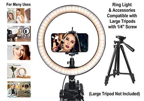 DaVoice 10" LED Ring Light for Makeup & Streaming | 3 Light Modes, Stand, Phone Holder, USB Powered thumbnail 5