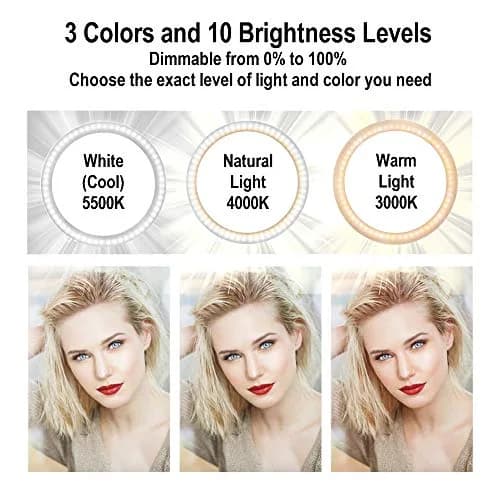 DaVoice 10" LED Ring Light for Makeup & Streaming | 3 Light Modes, Stand, Phone Holder, USB Powered thumbnail 2