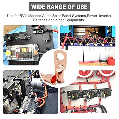 TKDMR 4 PCS 2/0 AWG - 5/16 Copper Battery Cable Lugs Ring Terminals | Corrosion-Resistant Copper, UL & CSA Certified (90c) thumbnail 6