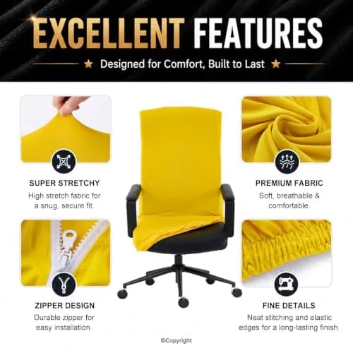 DIVA EN CAMINO DEC Office Chair Cover Large Stretchable Zipper | Protect & Renew Your Office Chair thumbnail 4