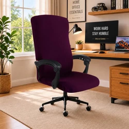 DIVA EN CAMINO DEC Office Chair Cover with Zipper | Washable, Anti-dust, Removable, Plum thumbnail 1