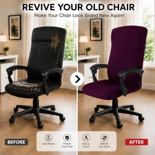 DIVA EN CAMINO DEC Office Chair Cover with Zipper | Washable, Anti-dust, Removable, Plum thumbnail 2