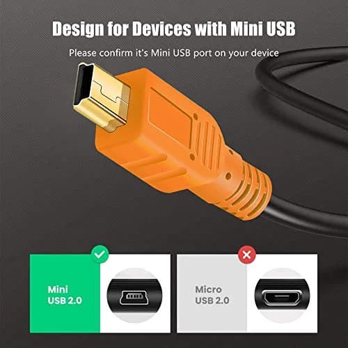 Tan QY Mini USB Cable 15Ft (4.57m) Orange | USB 2.0 Type A to Mini B Cord for GoPro, Cameras, Phones thumbnail 5