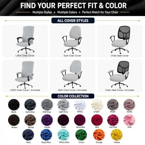 DIVA EN CAMINO DEC Water Resistant Office Chair Cover 85% Polyester & 15% Spandex | Universal Washable Slipcover (Large) thumbnail 9