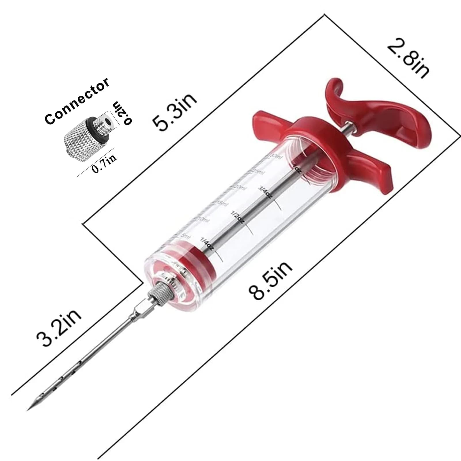 Kingsmile Meat Injector Syringe with 3 Needles | 30ml (1oz) Capacity for BBQ & Smoker - view 6