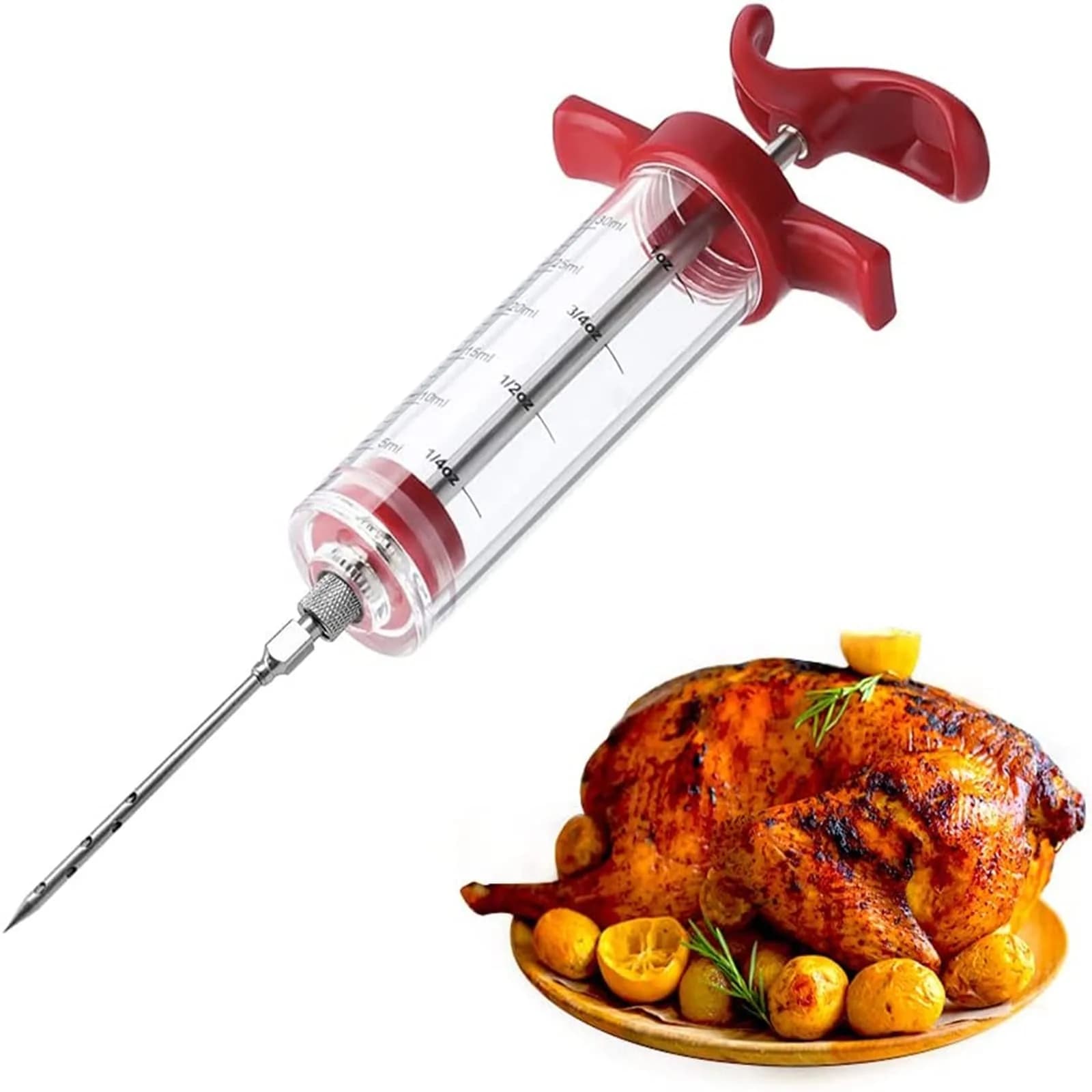 Kingsmile Meat Injector Syringe with 3 Needles | 30ml (1oz) Capacity for BBQ & Smoker - view 8