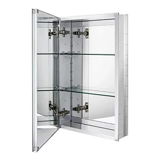 Fundin 15 x 24 Recessed Medicine Cabinet with 2 Adjustable Tempered Glass Shelves | Aluminum Bathroom Storage thumbnail 1