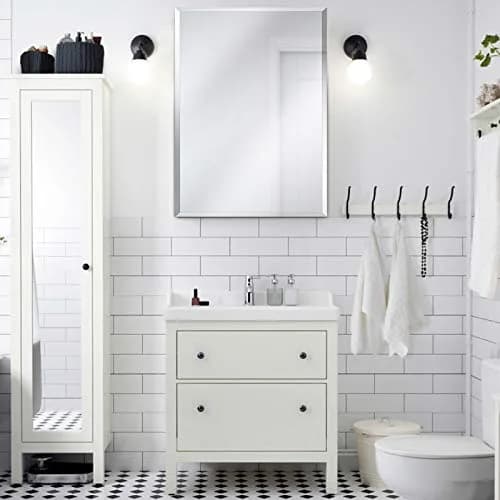 Fundin 15 x 24 Recessed Medicine Cabinet with 2 Adjustable Tempered Glass Shelves | Aluminum Bathroom Storage thumbnail 8