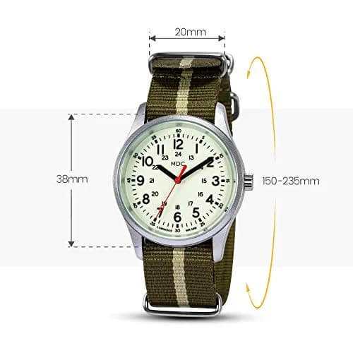 Infantry Men's Military Field Watch 38mm (1.5 inch) | Glow Dial, Nylon Strap, 5ATM Waterproof thumbnail 6