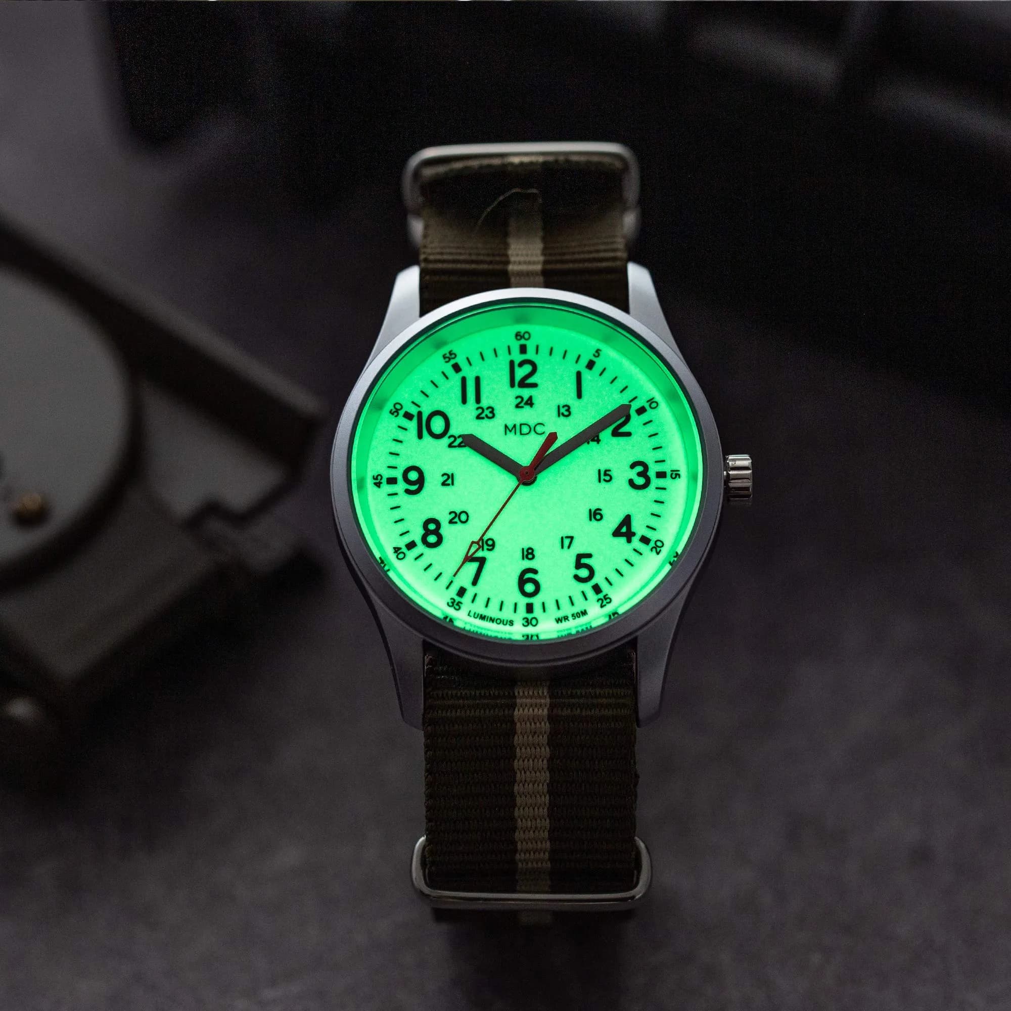 Infantry Men's Military Field Watch 38mm (1.5 inch) | Glow Dial, Nylon Strap, 5ATM Waterproof - view 3