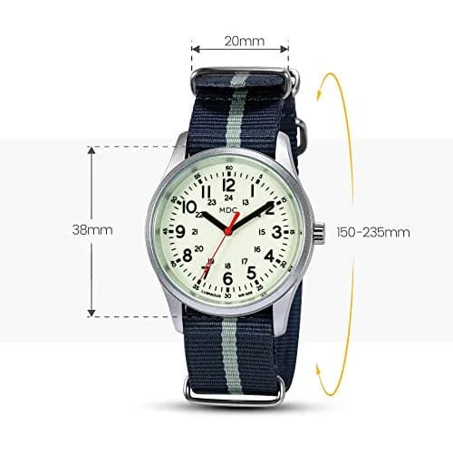 Infantry Military Quartz Watch 38mm (1.5 in) | Glow-in-the-Dark Dial, Blue Nylon Strap thumbnail 6