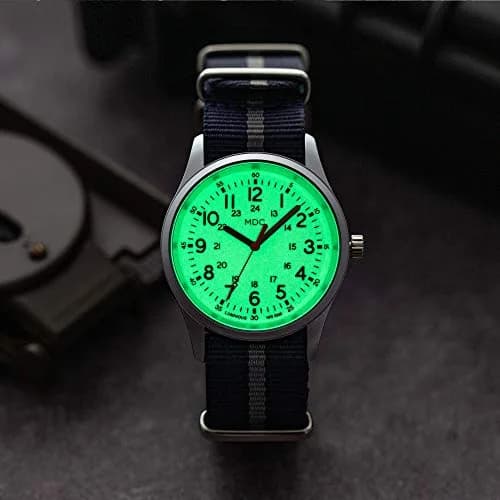 Infantry Military Quartz Watch 38mm (1.5 in) | Glow-in-the-Dark Dial, Blue Nylon Strap thumbnail 3