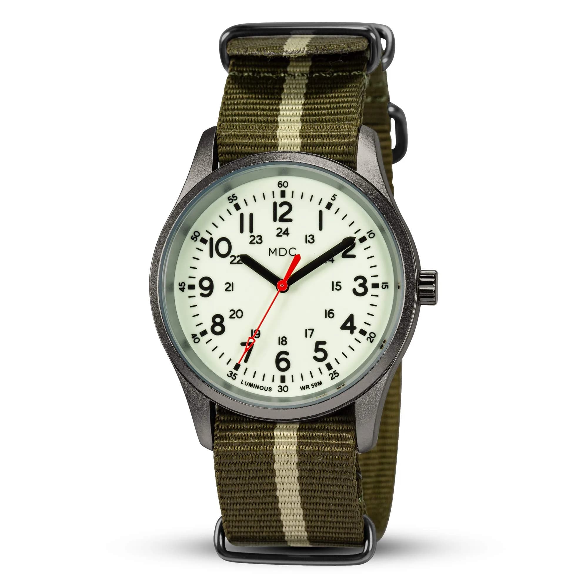 Infantry Men's Black/Green Military Field Watch 38mm with Glow Dial and Nylon Strap - main product image