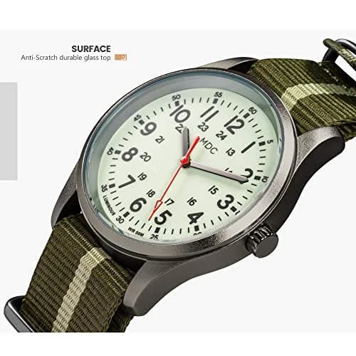 Infantry Military Field Watch 38mm (1.5 inch) | Luminous Dial, Green Nylon Strap, 50M Water Resistant thumbnail 5