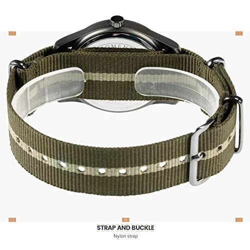 Infantry Military Field Watch 38mm (1.5 inch) | Luminous Dial, Green Nylon Strap, 50M Water Resistant thumbnail 7