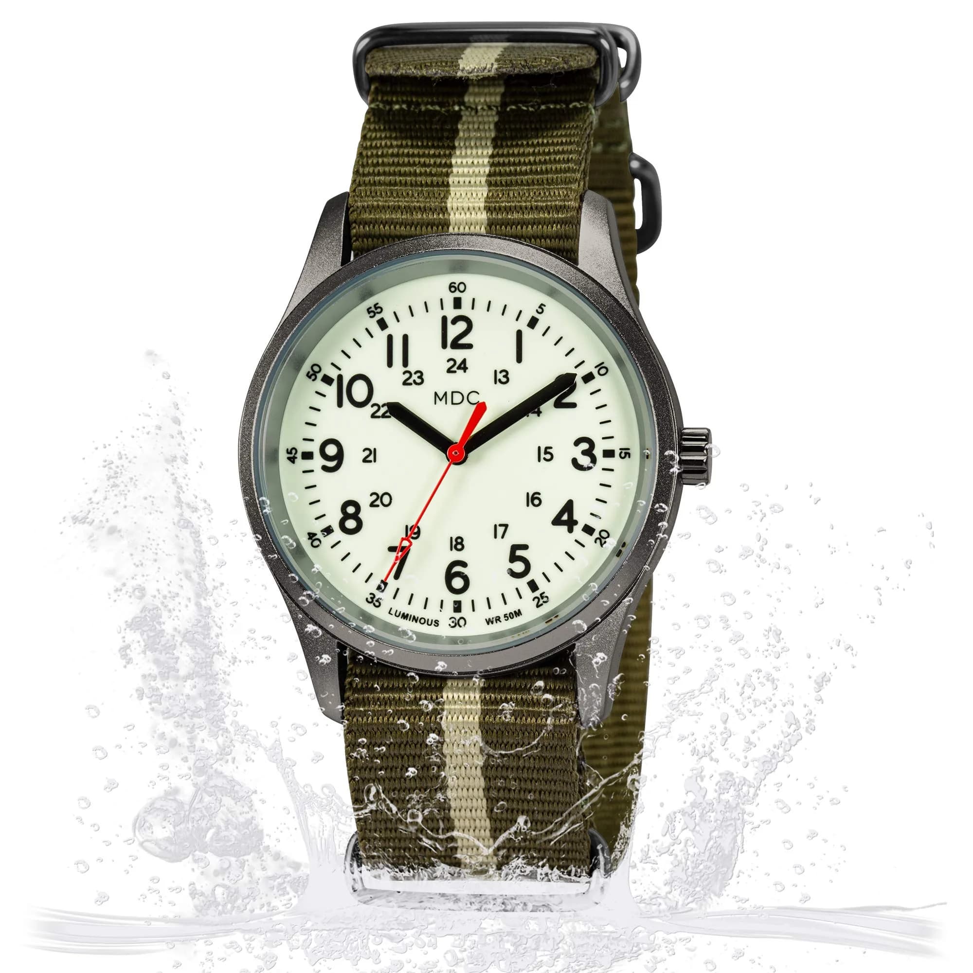 Infantry Military Field Watch 38mm (1.5 inch) | Luminous Dial, Green Nylon Strap, 50M Water Resistant - view 8