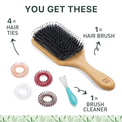 Zollo Natural Boar Bristle Hair Brush for All Hair Types | Detangles, Smooths Frizz, Enhances Shine thumbnail 6