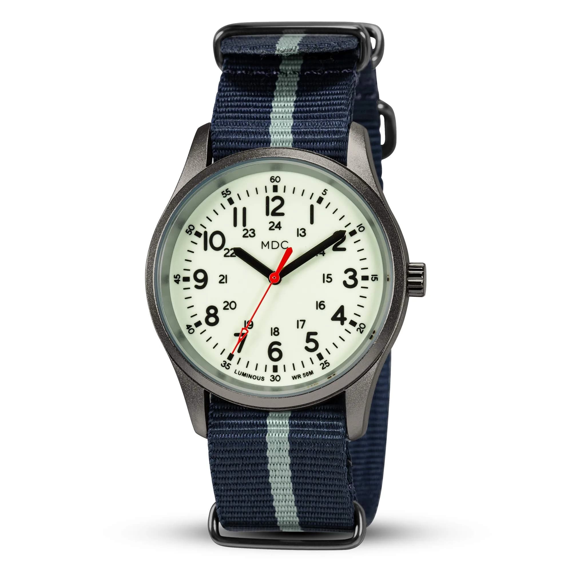 Infantry Men's Black/Blue Military Field Watch 38mm with Glow Dial and Nylon Strap - main product image