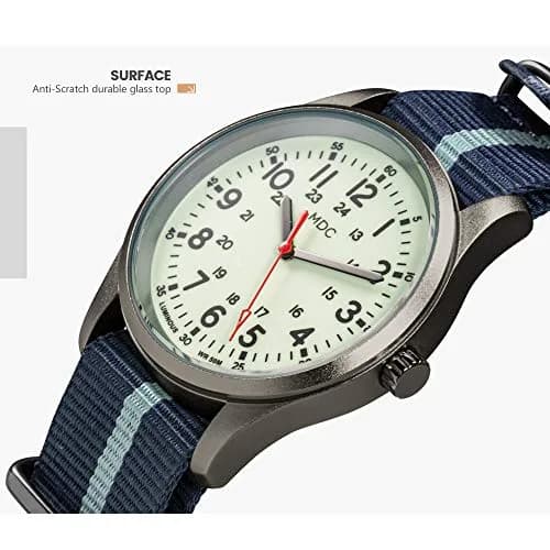 Infantry Military Field Watch 38mm (1.5 inch) | Luminous Dial, Blue Nylon Strap thumbnail 5