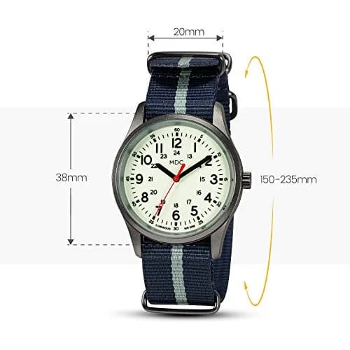 Infantry Military Field Watch 38mm (1.5 inch) | Luminous Dial, Blue Nylon Strap thumbnail 6