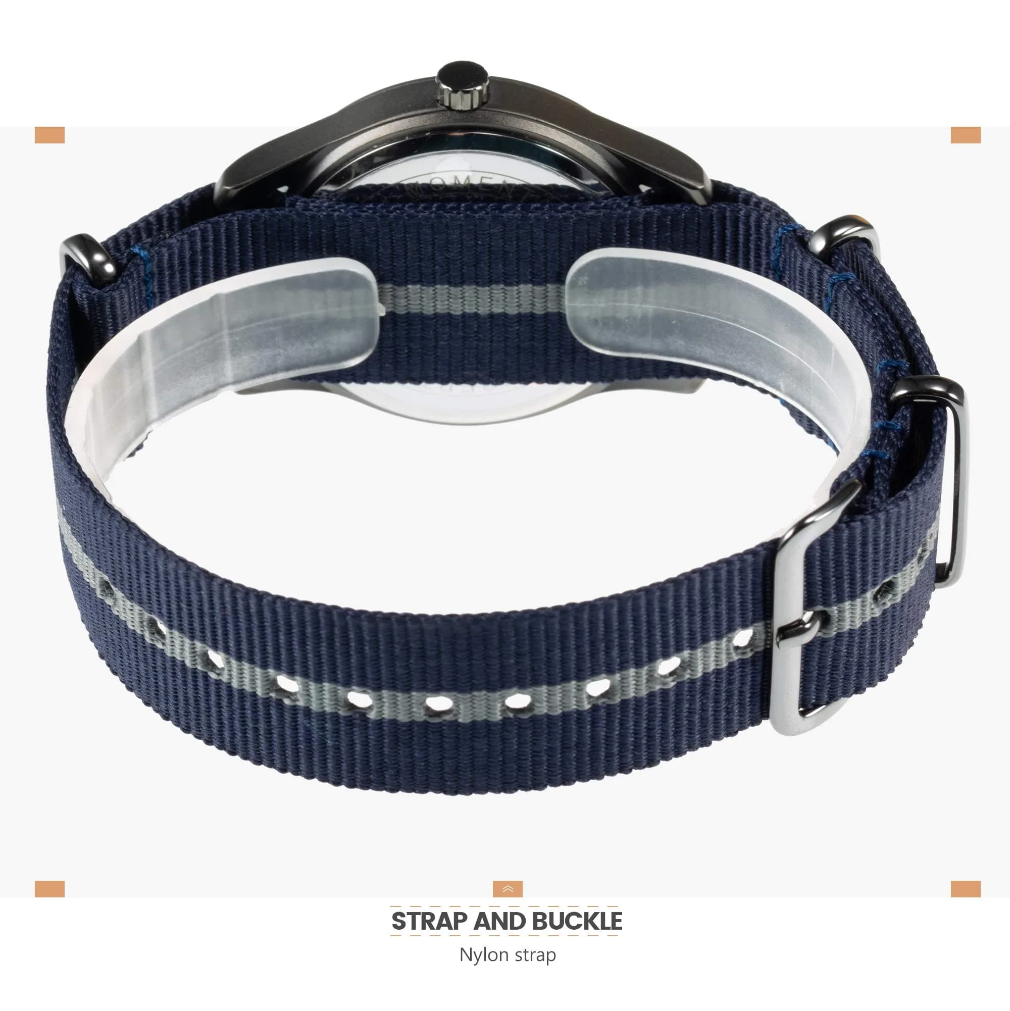 Infantry Military Field Watch 38mm (1.5 inch) | Luminous Dial, Blue Nylon Strap - view 7