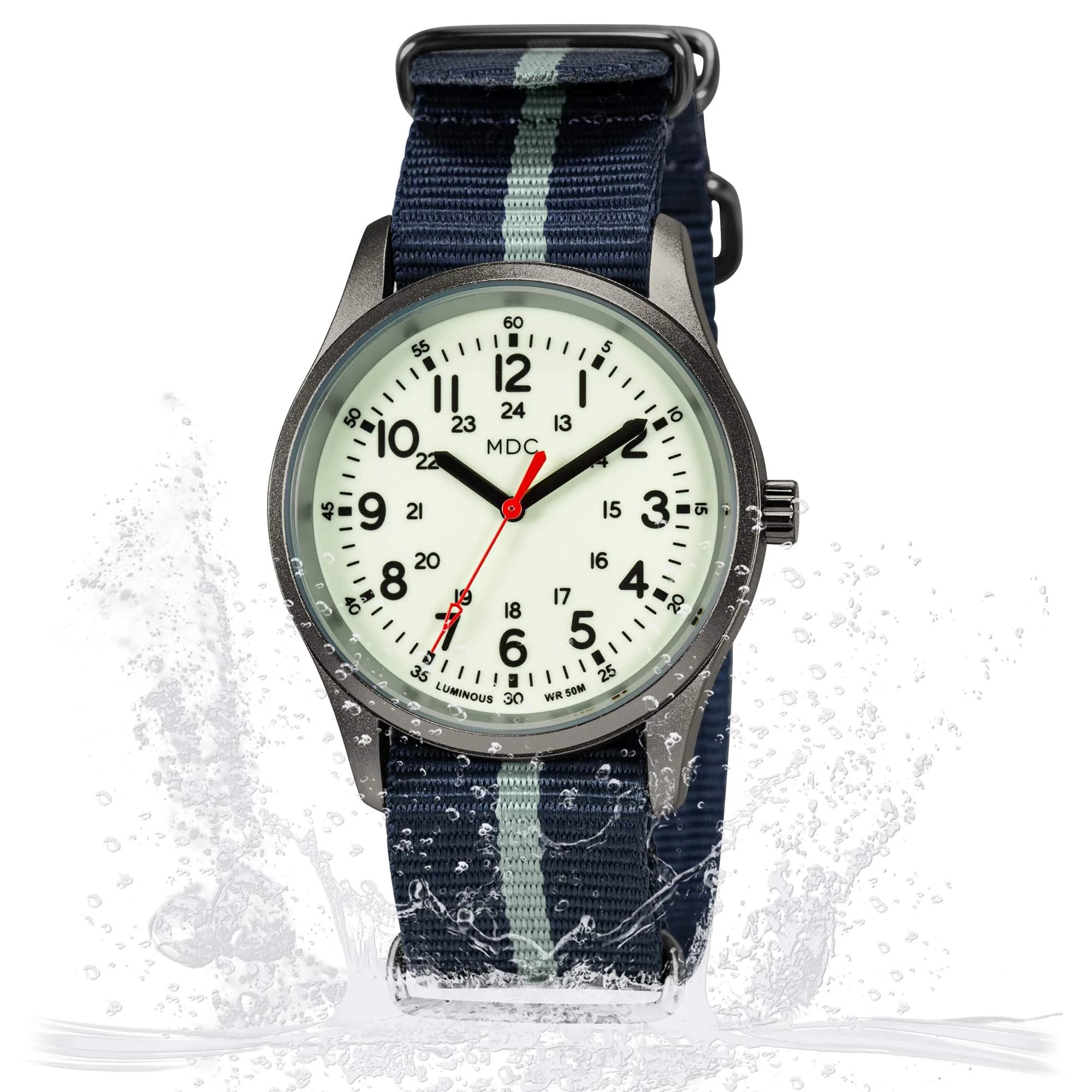 Infantry Military Field Watch 38mm (1.5 inch) | Luminous Dial, Blue Nylon Strap - view 8