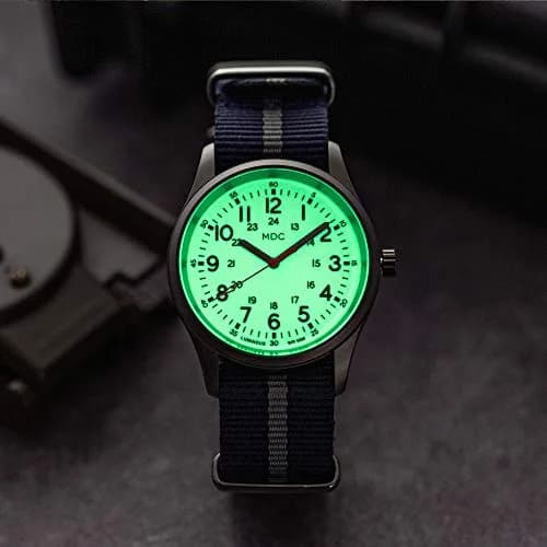 Infantry Military Field Watch 38mm (1.5 inch) | Luminous Dial, Blue Nylon Strap thumbnail 3