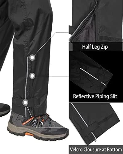33,000ft Men's Rain Pants Waterproof Windproof Breathable | Mesh Lined, Seam-Sealed, Adjustable Fit thumbnail 5