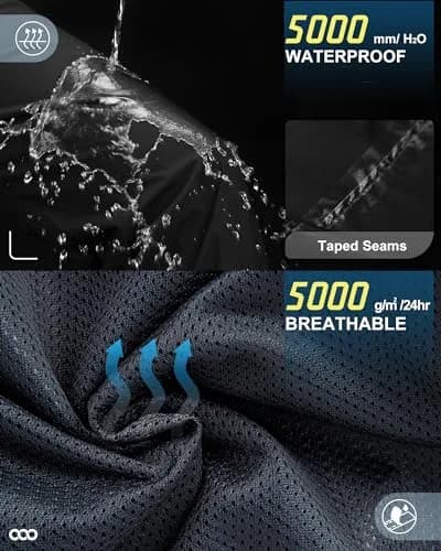 33,000ft Men's Rain Pants Waterproof Windproof Breathable | Mesh Lined, Seam-Sealed, Adjustable Fit thumbnail 3