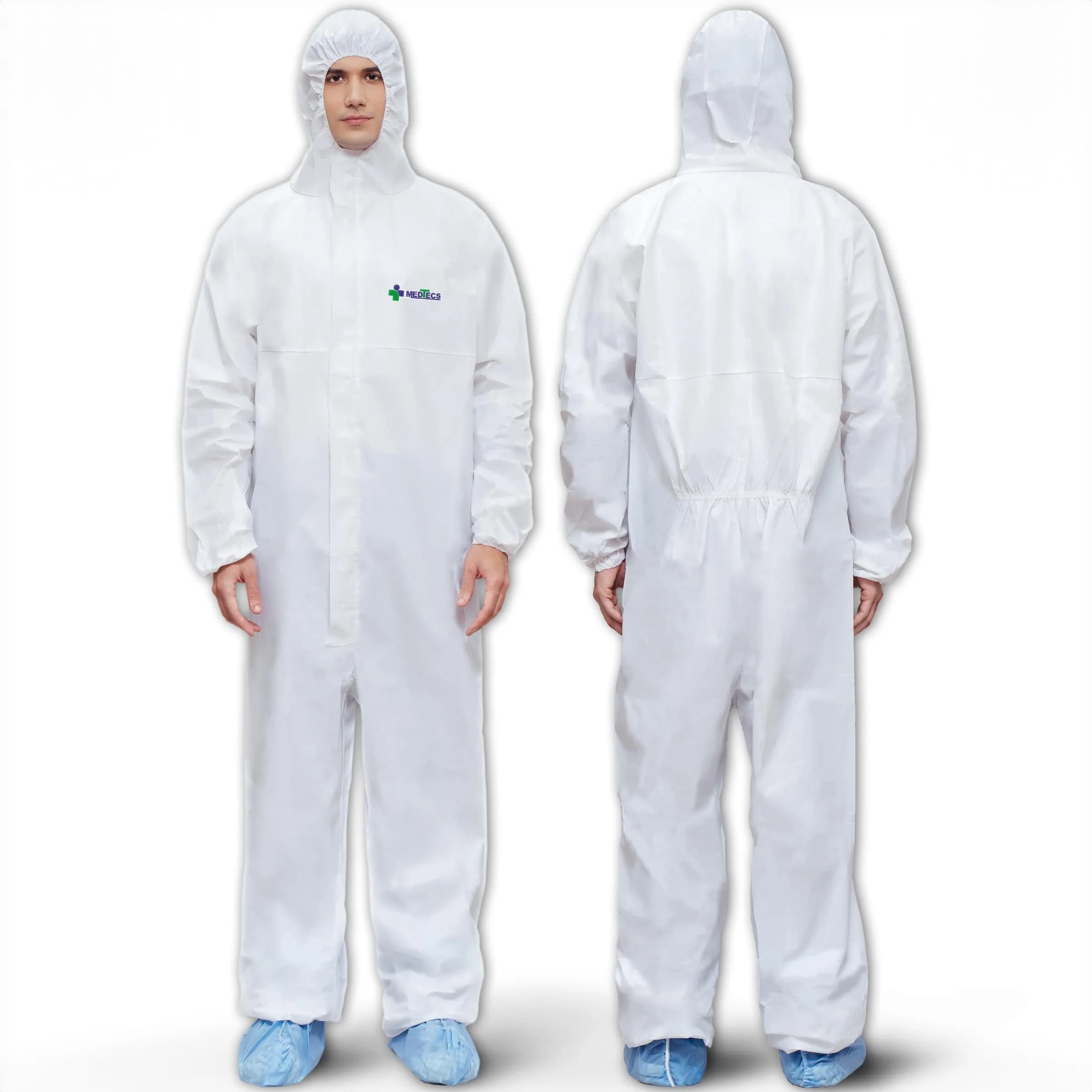 Medtecs Disposable Hazmat Suit Type 5/6 | 6 Sizes, Breathable & Snug Fit (en_US)
